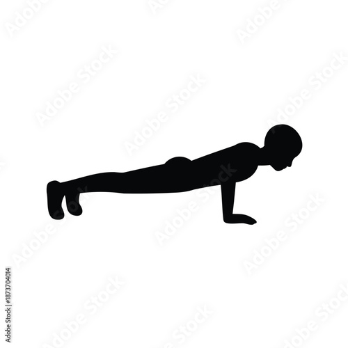 Silhouette of a person doing a push up on a white background