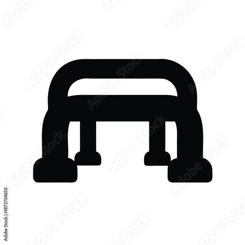Simple black silhouette of an aerobic step platform on a white background