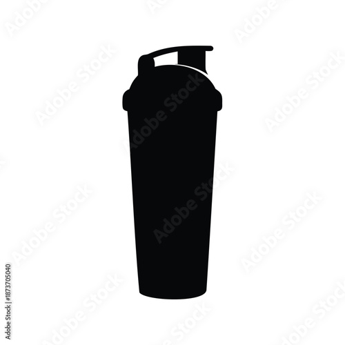 Black protein shaker bottle with lid and handle for mixing supplements