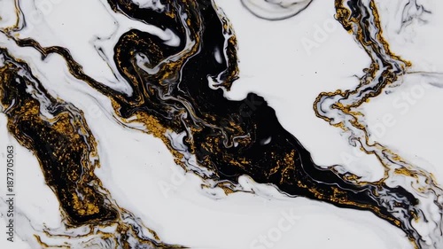 Abstract Black, White, and Gold Marble Design