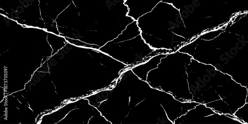 Abstract black marble texture with dramatic white lightning-like veins and cracks. High-contrast natural stone background, elegant and modern, ideal for luxury design, wallpapers, branding, and print 