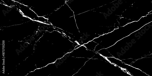 Abstract black marble texture with dramatic white lightning-like veins and cracks. High-contrast natural stone background, elegant and modern, ideal for luxury design, wallpapers, branding, and print 