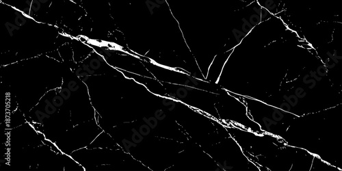 Abstract black marble texture with dramatic white lightning-like veins and cracks. High-contrast natural stone background, elegant and modern, ideal for luxury design, wallpapers, branding, and print 
