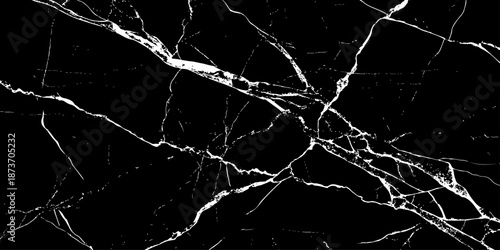 Abstract black marble texture with dramatic white lightning-like veins and cracks. High-contrast natural stone background, elegant and modern, ideal for luxury design, wallpapers, branding, and print 