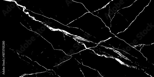 Abstract black marble texture with dramatic white lightning-like veins and cracks. High-contrast natural stone background, elegant and modern, ideal for luxury design, wallpapers, branding, and print 