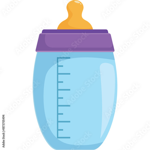 Baby Bottle with Nipple and Measurement Markings