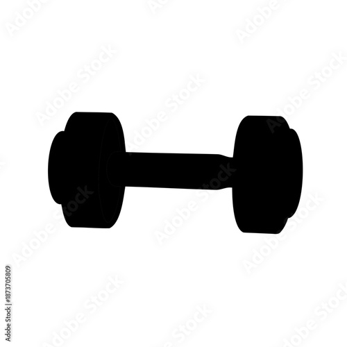 Silhouette of a dumbbell for weight lifting on a white background
