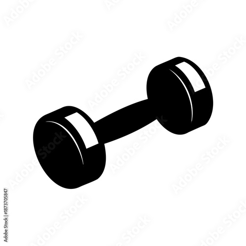 Black monochrome dumbbell representing fitness and strength training equipment illustration