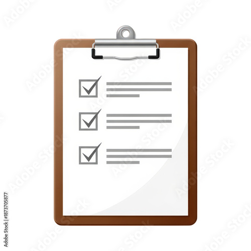 Clipboard with checklist items checked isolated on transparent background
