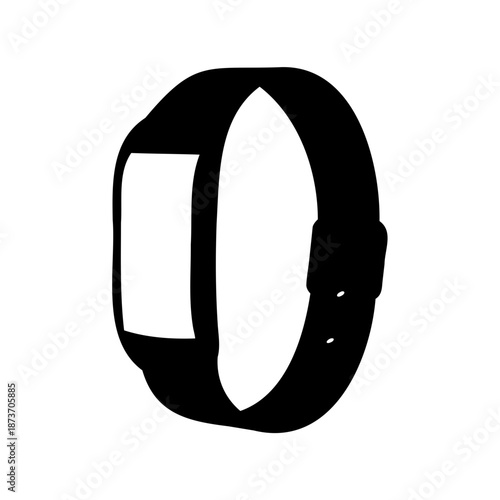 Black smart watch silhouette with white screen on a white background