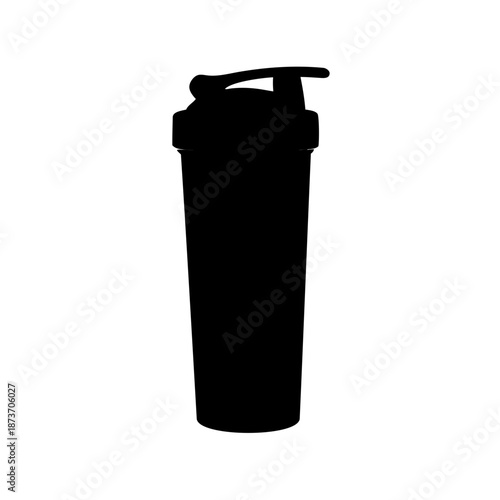 Silhouette of a black protein shaker bottle for fitness and nutrition
