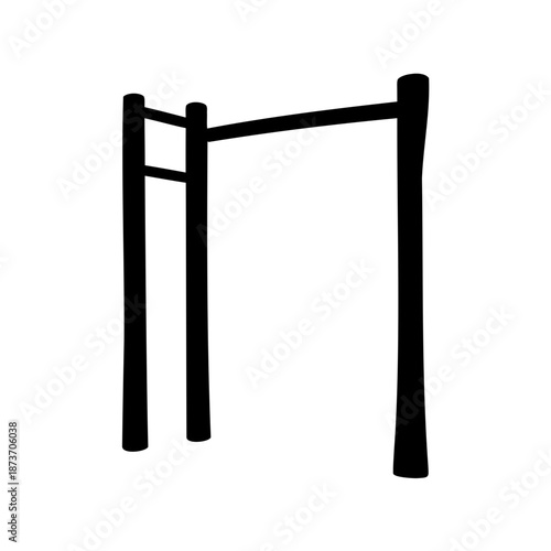 Monochrome illustration of a pull up bar used for exercise and training
