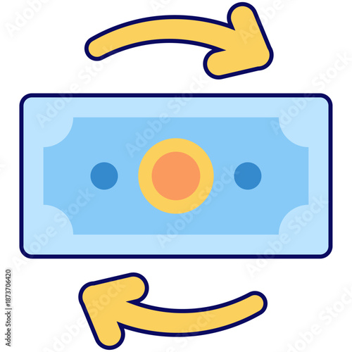 Money exchanges shown by arrows, ideal for finance concepts, investment, banking, economics, and moneyrelated designs needing a dynamic visual.