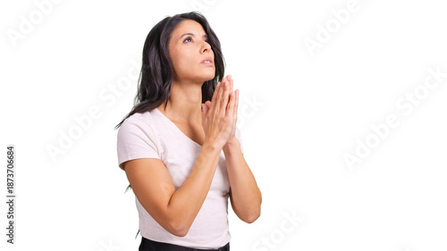 Bild auf Leinwand Woman praying, hoping, believing, and seeking spiritual guidance