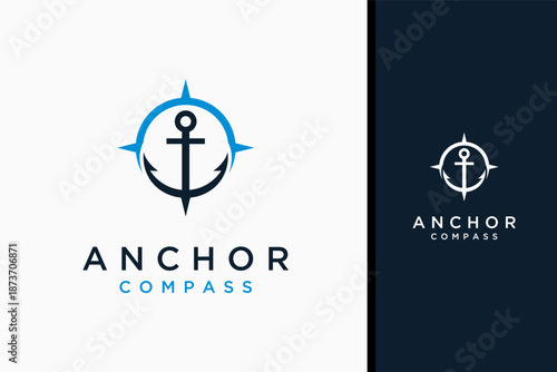 Compass anchor logo symbol icon design