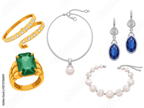 Collection of exquisite fine jewelry including rings bracelets earrings and necklaces.