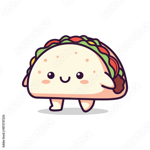 Cute Cartoon Taco Character Illustration