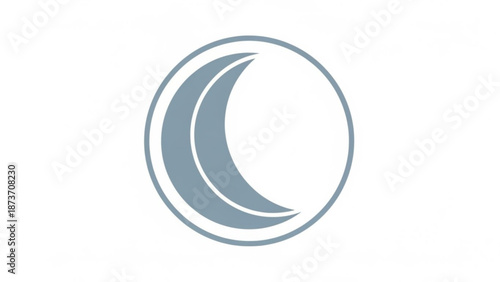 A minimalist vector graphic of a crescent moon in a circle