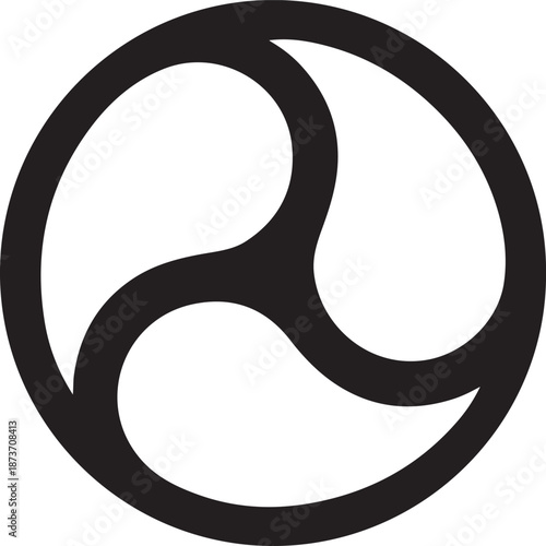 Black trinity knot symbol on transparent background religion christianity celtic knots circular icon logo design element minimalist simple shape curve interconnected circles lines art graphic