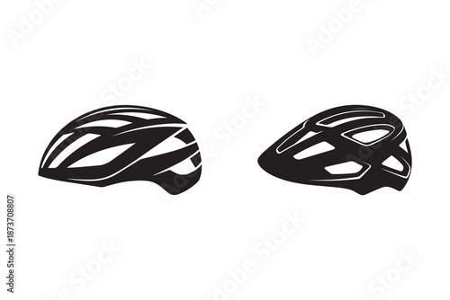 Bike helmet silhouette with white background