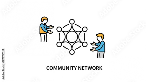 Community Network Illustration Representing Social Connectivity and Collaboration