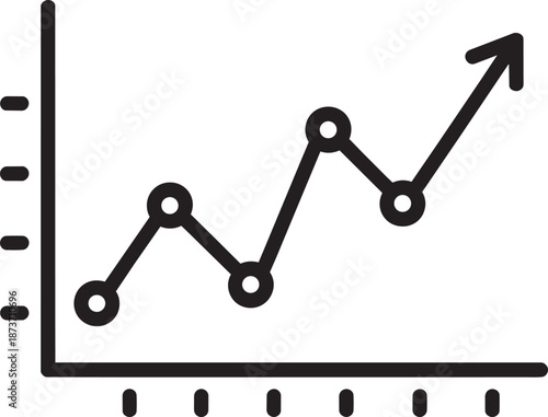 Upward arrow line graph symbol representing rapid business growth and successful market outcome