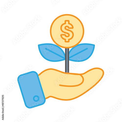 A hand holding a small money plant sprout, representing personal finance management