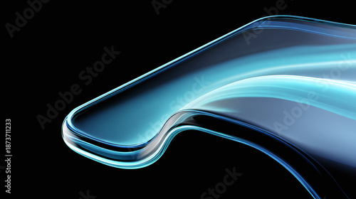 An artistic glass with beautiful curved shape in a dark background. The glass features an abstract pattern and shows elegant curves