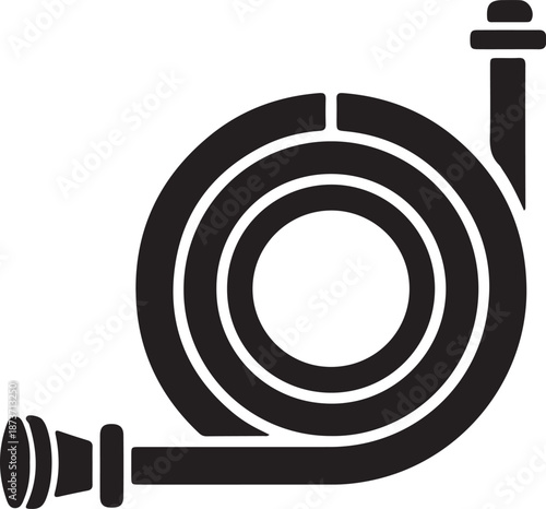Black graphic design element resembling a camera lens on transparent background icon symbol illustration vector shape simple minimalist monochrome photography optics equipment device circular round