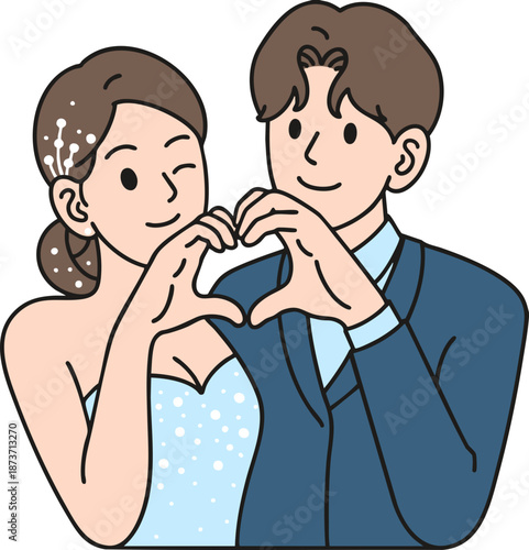 a couple making a hand heart