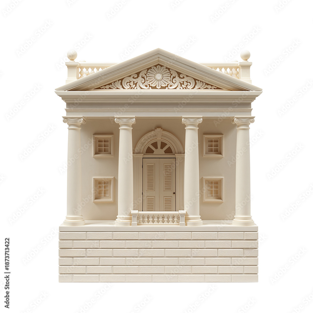 Obraz premium Miniature Neoclassical Building Facade Model