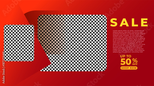 SALE OFFERS AND PROMOTION TEMPLATE BANNER DESIGN.COLORFUL GRADIENT RED COLOR BACKGROUND VECTOR. GOOD FOR SOCIAL MEDIA POST, COVER , POSTER 