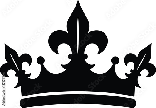 Mardi Gras Fleur-de-lis Royal Crown Illustration, Silhouette, Vector, Line Art
