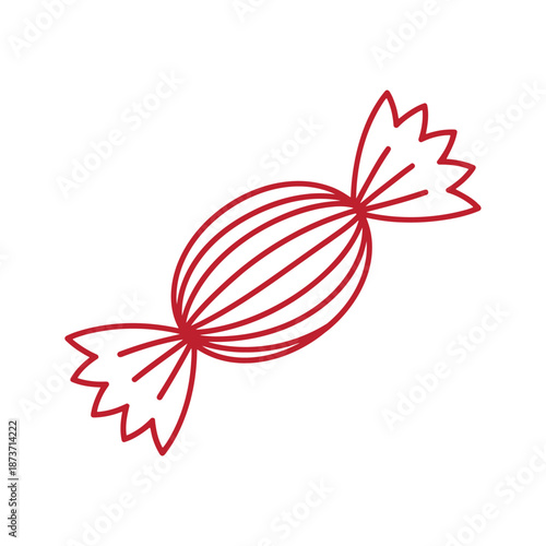 A simple red hand drawn sketch of a wrapped candy illustration