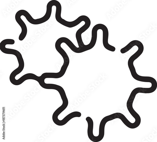 Black outline of two amoebas on transparent background amoeba cell biology microscopic organism singlecelled eukaryote protozoan illustration drawing simple minimalist shape form amoeboid amoebae micr