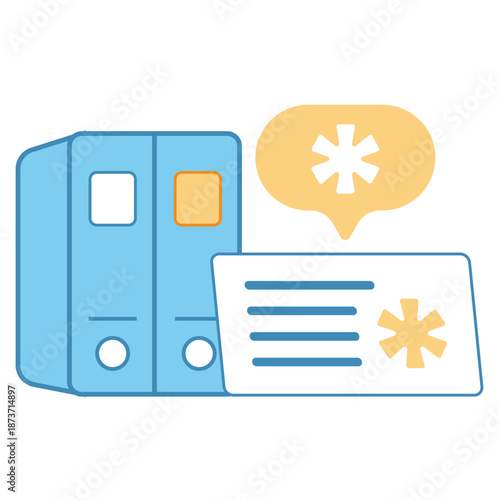 Two office binders or folders next to a digital document resource