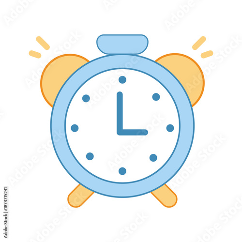 A ringing blue and orange alarm clock symbolizing the start of the daily routine