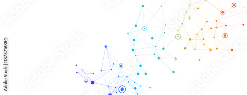 Abstract Network Connection on White  Technology Banner Background