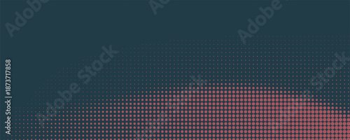 Vector Halftone Pattern Smooth Curved Border Red Blue Abstract Background. Dots Rounded Squares Blurry Pattern Pop Art Design Texture.