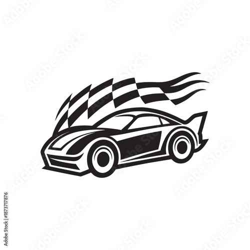 Black racing car silhouette vector illustration isolated on white background sports vehicle motorsport design