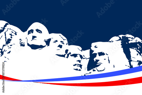 Presidents Day background with Mount Rushmore and American flag lines. Vector concept for 250th Anniversary of USA Independence Day