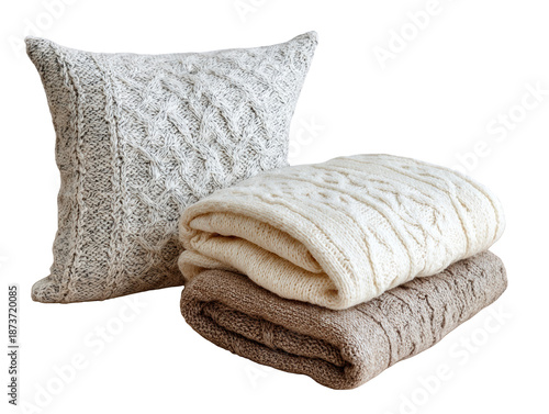 Cozy Knitted Blanket and Decorative Pillow for Home Comfort