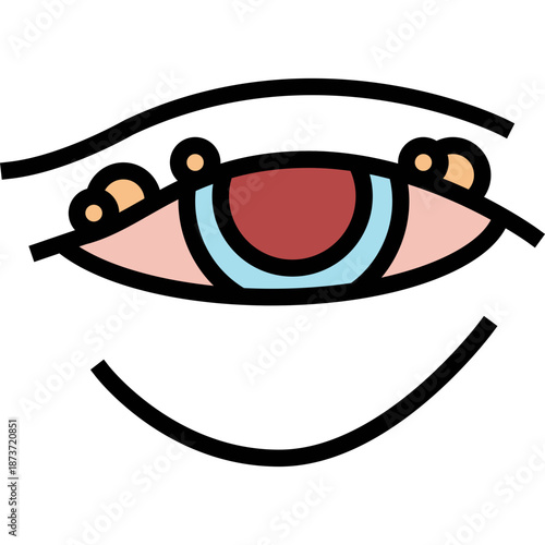 Cartoon Eye with Visible Eyelid Bumps and Red Irritation