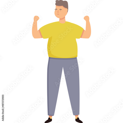 Cartoon man flexing muscles