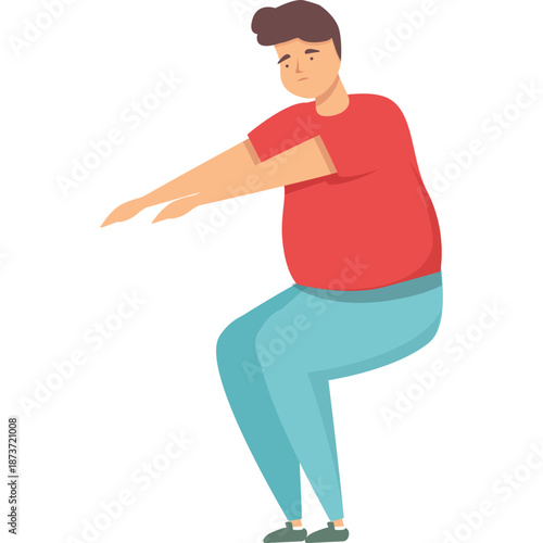 Cartoon man doing squats