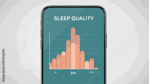 Smartphone sleep tracking app displaying bar chart for sleep quality analysis over 24 hours