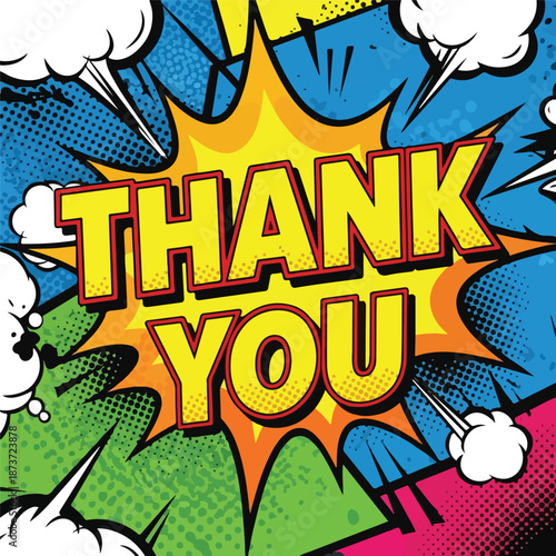 Comic Book Style Thank You Explosion Speech Bubble
