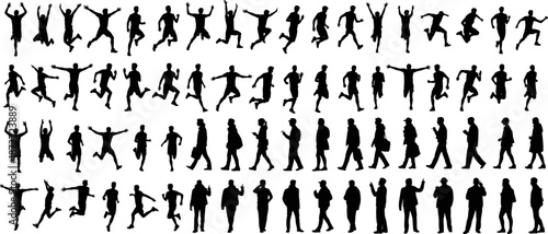 Man Silhouette Vector Set with Running Jumping Walking Poses