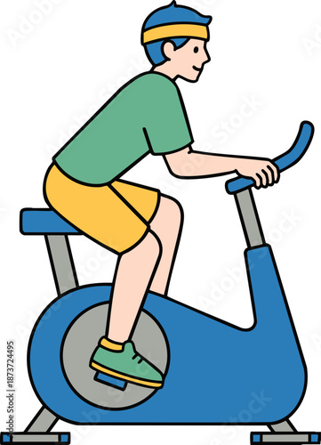 man riding a stationary bike