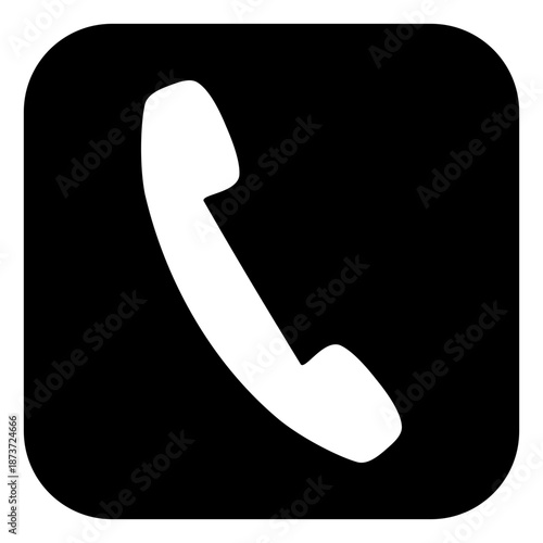 Minimalist Telephone Handset Icon - White Vector Public Service Communication Symbol on Black